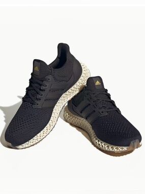 New Adidas Ultra 4D Black Gold Metallic Sneakers Athletic Women’s 10.5 IG2264